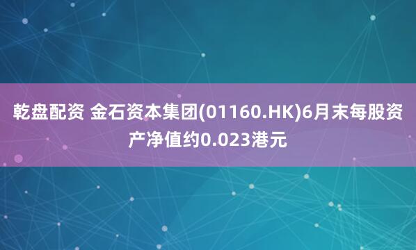 乾盘配资 金石资本集团(01160.HK)6月末每股资产净值约0.023港元