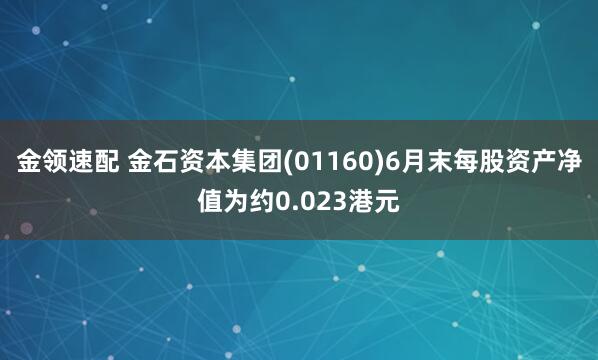金领速配 金石资本集团(01160)6月末每股资产净值为约0.023港元